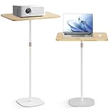 POLESTO Stehpult Höhenverstellbar Schreibtisch mit 46–120cm Laptop Ständer Mobile Präsentations verstellbarer Beistelltisch für Studienarbeiten, beweglicher Computertisch für Büros/Bett und Sofa, Weiß