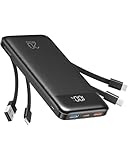 Charmast Power Bank, 22,5W Powerbank 20000mAh mit Kabel USB C und LED-Display, PD3.0 QC4.0 Externe Handyakkus mit 6 Ausgängen Kompatibel mit iPhone 16 15 14 13 12 11 Pro Max Plus Samsung Huawei Tablet