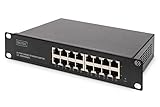 DIGITUS Gigabit Ethernet Netzwerk-Switch - 10 Zoll - 16 Ports - Unmanaged - Backplane 32 Gbps - Auto MDI/MDI-X - Schwarz