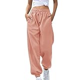 AMhomely Schlupfhose für Damen, Baggy-Jogginghose mit Tasche, lässige Laufhose, Kordelzug, lockere Passform, elastisch, hohe Taille, Jogginghose, lockere Passform, Fitnessstudio, Workout-Hose, 02