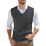 Pullunder Herren Ärmellose Strickweste V-Ausschnitt Strick Pullover Weste Einfarbig Sleeveless Strickpullover für Männer