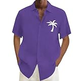 LOPILY Lässiges Kurzarmhemd für Herren mit Knöpfen Strand Sommerhemd Hell Blau Hemd