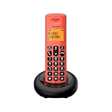 Alcatel E160 Rot Schnurloses DECT-Telefon mit Blockierung unerwünschter Anrufe, großes orangefarbenes hintergrundbeleuchtetes Display, leicht zu lesen, Klassische und polyphonische Klingeltöne