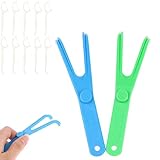 Dental Floss Halter,Floss Pick, Wiederverwendbare Zahnseide Halter, Dental Floss Holder, 2 Stücke Zahnseidenhalter mit 10 Stücke Dental Floss, Perfekt für Familien Hotels und Reisen Mundhygiene