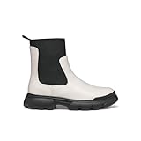 Geox J Junette Girl C Chelsea Boot, LT Ivory/Black, 32 EU