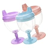 CORHAD 3 Stück Trinklernbecher für Kleinkinder Ab Monaten Bruchsichere Auslaufsichere Weinglas design Becher in Pastellfarben Kindgerechte Griffform für Getränke und Milch