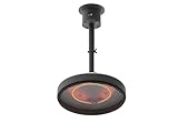 Decken-Heizstrahler 2000W Carbonröhre – 3 Heizstufen, Fernbedienung, IP65 wetterfest, höhenverstellbar 51–66 cm, Ø 44 cm, elektrischer Infrarot-Heizstrahler für Terrasse & Balkon