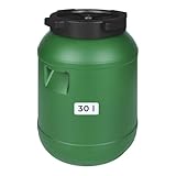 F & R Kleines Fass 30 Liter aus HDPE zur Aufbewahrung I Futtertonne Pferd I Wassertank Weithalsfass mit Deckel I Wasserfass I Sauerkrautfass I Gurkenfass Gärfass I Maischefass