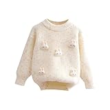 AEGJEGVD Strickpullover Mädchen Frühling Herbst Sweatshirt Modisch Und Niedlich Pullover Mit Rundhalsausschnitt Und Kaninchenmotiv Kinderpullover Warmer Langarm Strickpullover Gemütliche