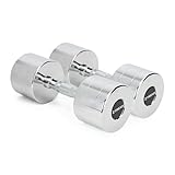 TREXO Verchromte Hanteln Set 2x7 kg Satz Stahlhanteln mit rutschfestem Griff Kurzhanteln ideal für Kraft-, Ausdauer- und Funktionstraining Perfekt für Zuhause und das Fitnessstudio