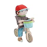 HABA Laufrad-Set Lian – Holz-Laufrad mit Puppe Lian, Fahrradhelm und Fahrradkorb – Fahrrad mit Doppelrad für sicheren Stand – 2011905001