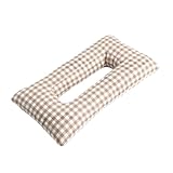 Ronyme Ohrlochstechen-Kissen für Seitenschläfer, Ohrenschutz-Kissen, 48 x 28 cm, bequem zum Tragen von Ohrringen, Kissen, Nackenstütze, Braun