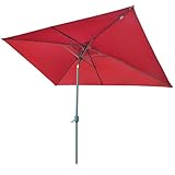 GUOGLZ 2 X 3 (m) Gartensonnenschirm, Terrassenschirm, Rechteckiger Marktschirm Für Den Außenbereich, Mit Kurbel Und Druckknopf Neigung 6 Streben(Burgundy)