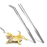 JOYIAL 2 Stück Lange Aquarium-Pinzetten – 27 cm gerade und Gebogene Pinzette, Edelstahl, Reptilien-Futterzange, Terrarium, Aquascape Werkzeuge, Gebogen Aquarium Pinzette für Aquarium-Silber