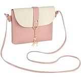 Ainiv Handtasche für Mädchen, Schulterhandtasche aus PU-Leder, Süße Umhängetasche mit Hirsch-Anhänger, Mini-Umhängetasche mit Verstellbarem Riemen für Kinder, Kleinkinder, Teenager, Weiß-Rosa