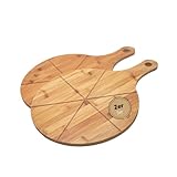 hausleben Pizzateller 33cm holz (2er-3er-4er Set) - Pizzabrett groß mit Griff, Platzteller, Pizzabrett rund, pizza holzbrett, pizza plate, pizza schneiderbrett, Serviceteller