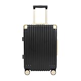 VALCLA Reisekoffer Gepäckkoffer for Männer und Frauen PC-Aluminiumrahmen Passwortkoffer Universal-Rolltrolley Weichschalenkoffer(Black,26in)