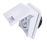 SIROX CEE-Unterputzsteckdose, 5-polig, 400 V, 6 h, 16 A – IP44, durchschleifbar, drehbarer Flansch, mit Beschriftungsfeld, inkl. UP-Einbaudose, Verkehrsweiß