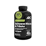 Tribulus Terrestris 90 % Saponine + Schwarze Maca 40.000 mg | Testosteron Männer – Libido Frauen – Energie, Muskelmasse & Ausdauer | Natürliches Supplement mit Zink & Vitamin B6 | 120 Kapseln – Nyvos