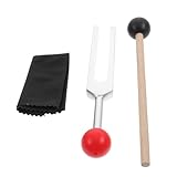 TOGEVAL Aluminiumlegierung Stimmgabel Chakra Therapie mit Hammer Reinigungstuch Samtbeutel Medizinische Klangheilung für Meditation und Entspannung