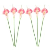 INOOMP Künstliche Calla Lilien Blütenstiele 6 Stück Lebensechte Pu Kunstblumen in Hellrosa Wetterfeste Dekoblumen für Innen und Außenbereich Florale Tisch und Raumdekoration