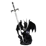 Drache schwarz mit Brieföffner - Drache Fantasy Brief Figur