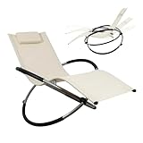 Ease Sonnenliege Klappbar, Liegestuhl, Schaukelliege Outdoor, Schaukelsessel, Gartenstuhl, ergonomische Relaxsessel, für Patio-Garten-Strand-Pool, Relaxliege bis 200 kg Belastbarkeit (Beige)