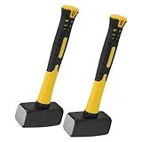HEIYUET 2 Stück 1500g Fäustel Hammer, Vorschlaghammer 1500 Gramm Hammer mit Fiberglasstiel für Mauerwerk Haushaltswerkzeuge Baustellen