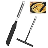 CAREDGO 2 Stück Crepes Verteiler Edelstahl Crepes Wender Teigverteiler Crepes Zubehör Schieber Crepes Verteiler und Spatel Schwarz Crepes Maker Zubehör für Zuhause Küche Backen Kochen Backwerkzeuge