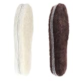 riemot 2 Paar Echte Lammfell Einlegesohlen für Damen Herren Weiche Kuschelige Flauschige Lammfell Schuheinlagen Winter Warme Schaffell Einlegesohlen für Schneestiefel,Hausschuhe Beige Braun Gr.42 EU