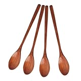 IMIKEYA 4 Stück Holzlöffel mit Langem Griff Vielseitige Rühr und Suppenlöffel für Desserts Marmelade und Milchpulver Ergonomisches Design für Jede Küche