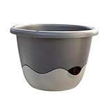 Plastia Blumenampel, Dunkel und Hell Anthrazit, 25 x 25 x 17 cm, Bewässerungsampel MARETA