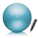 BODYMATE Gymnastikball Sitzball Trainingsball mit GRATIS E-Book inkl. Luft-Pumpe, Ball für Fitness, Yoga, Gymnastik, Core Training, für starken Rücken als Büro-Stuhl ICY Blue 75cm