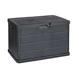 Kreher® XL Kissenbox/Gartenbox 170 Liter oder 340 Liter Nutzvolumen in moderner Holz Optik in Anthrazit! Robust, abwaschbar und einfach im Aufbau! (170 L)