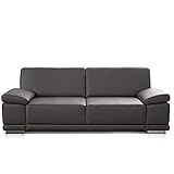 CAVADORE 3-Sitzer Corianne Sofa in hochwertigem Leder mit Armteilfunktion - 217 x 80 x 99 cm, Grau