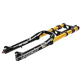 HIMALO 26 Zoll Fahrrad Federgabel 4,0'' Reifen Fette Gabel Gerade Doppelte Schulter Downhill MTB Luftgabel Federweg 160mm Zugstufe Einstellbar Manuelle Sperre (Color : Gold)