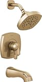 Delta Faucet Stryke 17 Series Dual-Function Gold H2Okinetic Duscharmatur-Set, Duschgriff, Delta Duschverkleidungsset, Lumicoat Champagner Bronze T17476-CZ-PR (Ventil nicht im Lieferumfang enthalten)