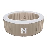 Home Deluxe - Outdoor Whirlpool - Splash - Farbe: Beige - ⌀ 208 cm, Höhe 65 cm, 130 Luftdüsen - inkl. Abdeckung, Reparaturset, Filterset I Außen Whirlpool Spa für 6 Personen