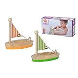 Eichhorn - schwimmende Holzboote, Zwei schwimmfähige Holzboote in Zwei, 11 cm lang, aus Birken und Kiefernholz, ab 2 Jahren