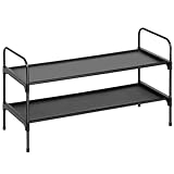 AMHANCIBLE Schuhregal mit 2 Ebenen, Schuhaufbewahrung, Metallrahmen, Vliesstoff, für 8-10 Paar Schuhe, Schuhständer für Flur, Schlafzimmer, 70 x 30 x 41.4 cm, Platz Sparen, Schwarz EHSRF02BK