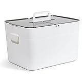 Theo&Cleo Medizinschrank Gross, Erste Hilfe Kasten, Hausapotheke Box, Medikamenten Aufbewahrung XXL, Medizinbox Vintage (Weiß)