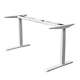 Fromann Höhenverstellbarer Schreibtischfuß, elektrisch, zum Aufstellen, Stehpult, Doppelmotor, 3-stöckige Beine, strapazierfähig, 136 kg, für Zuhause und Büro, Weiß