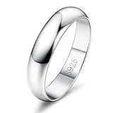 Diamday 925 Sterling Silber Ring Frauen Männer Schlicht Verlobungsring Polierte Trauring Hochzeit Glänzend Elegant Ring Silber Damen Ehering für Paar Simpel Damenring Herrenring Schmuck 4MM 57
