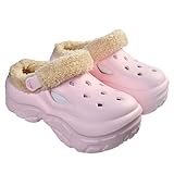 Harssidanzar Damen Clogs mit Filzfutter – Warme Schuhe mit Einsteckdesign für Garten Innen und Außengebrauch (Laufen klein, bei Breiten Füßen eine Größe größer wählen) HL229EU, Rosa, Größe 37/38