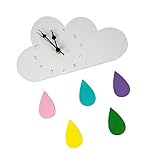Vaguelly 1Stück Wolkenuhr Für Kinderzimmer Kreative Wanduhr Im Cartoon Mit Design Leise Für Kindergarten Und Schlafzimmer Umweltfreundliches Material