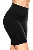 TNNZEET Radlerhose Damen Hohe Taille Kurze Sporthose Blickdicht Shorts für Yoga Gym (Schwarz,L-XL)