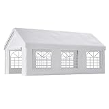 Massbinet Zeltgarage Fahrradgarage Gerätehaus Gartenschuppen Garagenzelt Lagerzelt, Dunkelgrau (Weiß-598x299x283cm)