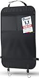 LIONSTRONG® Auto Organizer Kinder Rücksitz schwarz [WASSERDICHT] - Rückenlehnenschutz Auto Kinder universell kompatibel - Autositz Organizer - Sitzschutz Rückenlehne - große Tasche