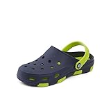 Tymar Kinder Gartenclogs Eva Strandschuhe Schwimmbadschuhe Mädchen Jungen Clogs (Dunkelblau/Grün, 33 EU)