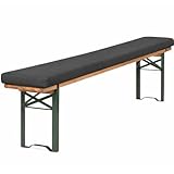 TexDeko® Bierbankauflage gepolstert für Bierzeltgarnitur 180x25x4cm (kurz) XL Polsterung Biertisch-Auflage (Premium, Anthrazit)